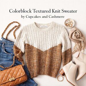 Cupcakes and Cashmere Colorblock Textured Sweater CK306816 Women’s Small
